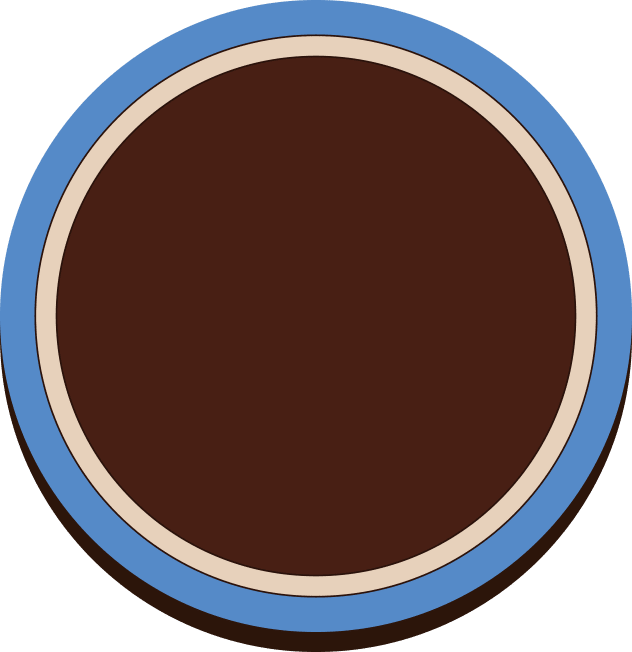 A circle with blue border