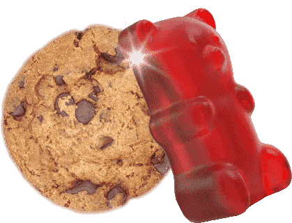 Red gummy with cookie