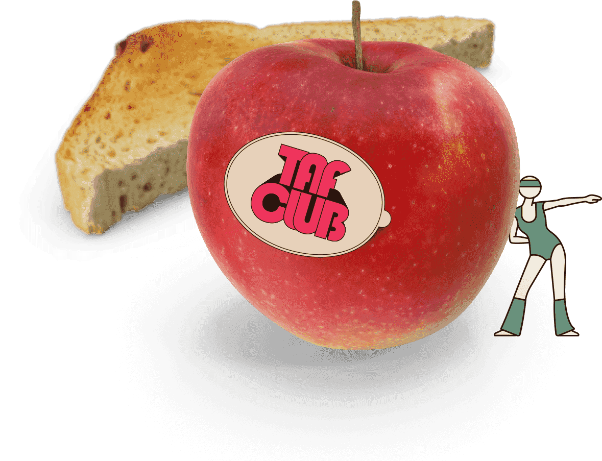 An piece of bread with an apple